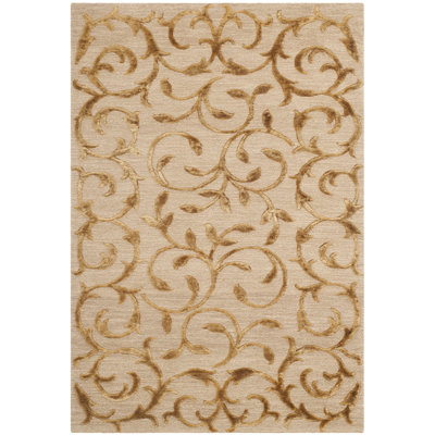 Tibetan Hand-Knotted Gold Area Rug