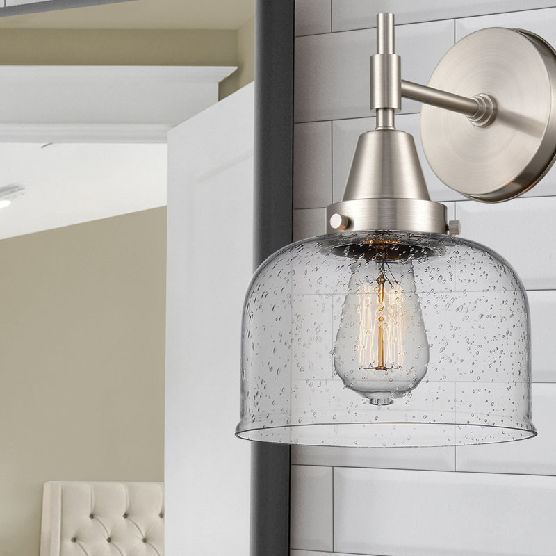 Gayle Chrome Armed Sconce, Seedy, Incandescent, Satin Nickel