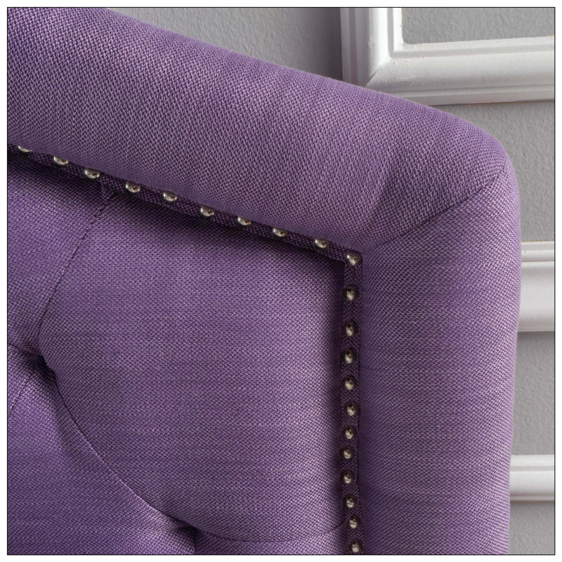 Upholstered Tufted Headboard With Solid Wood Frame Durable Metal Legs And Adjustable Height, Purple