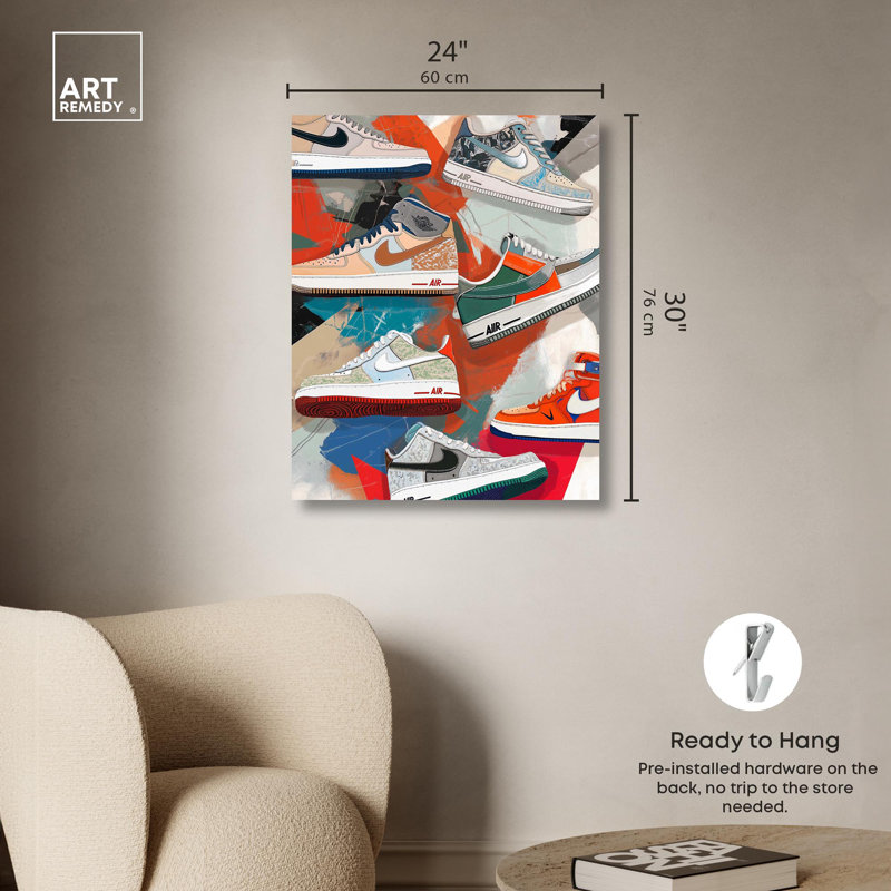 Trendy Sneaker Art Collage on Wrapped Canvas, 30" x 24"
