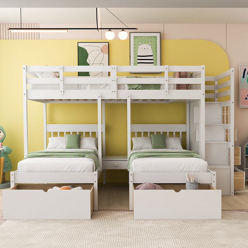 Lit superposé simple au-dessus de simple au dessus d'un lit double Haelan par Harriet Bee