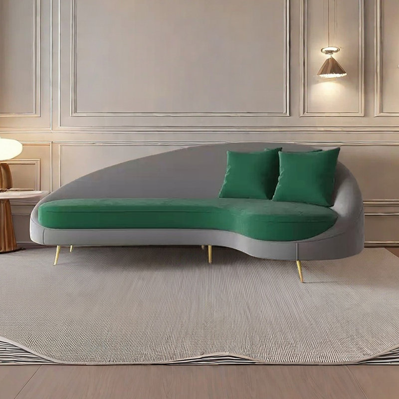 Canapé-lit Curved, Orienté à droite, Gris / Vert foncé