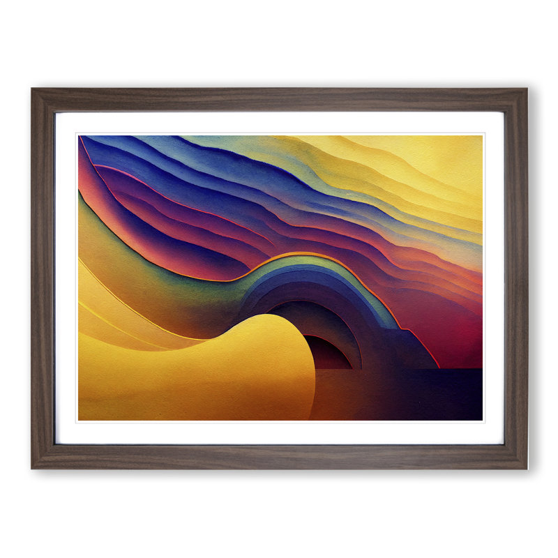 Audio Soundwave - Framed Print, 34cm H x 46cm W, Walnut Framed