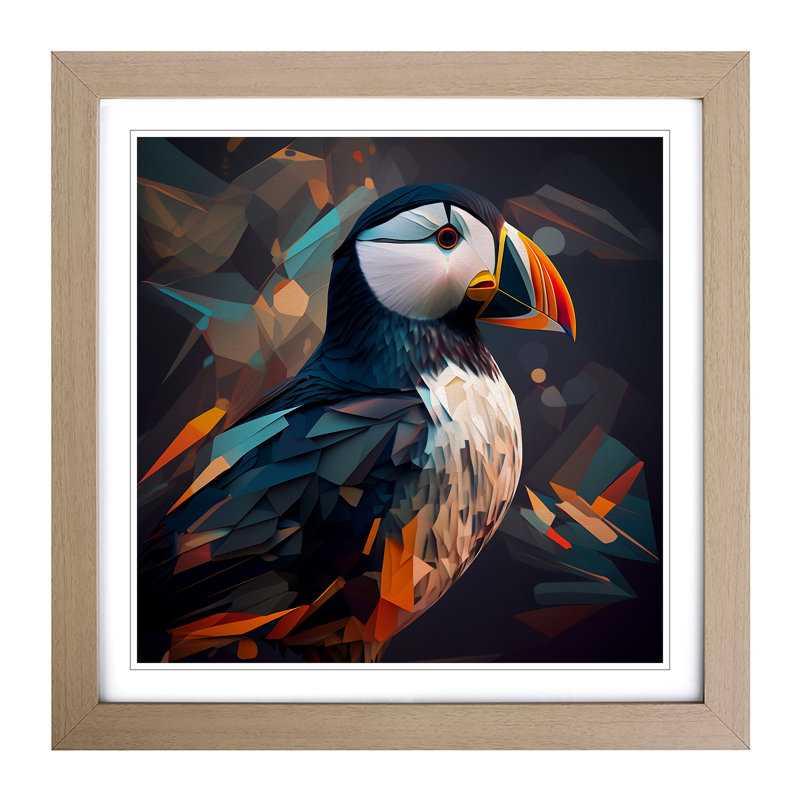 Puffin Abstract No.1 - Framed Print, Oak