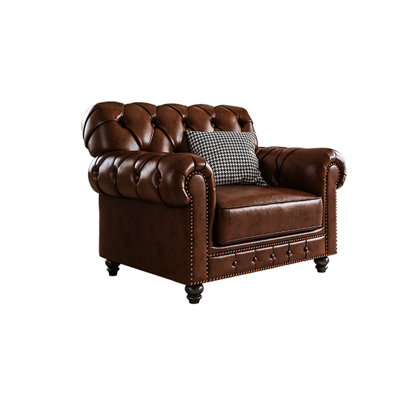 American Style Retro Oil Wax Leather Chair 41.3