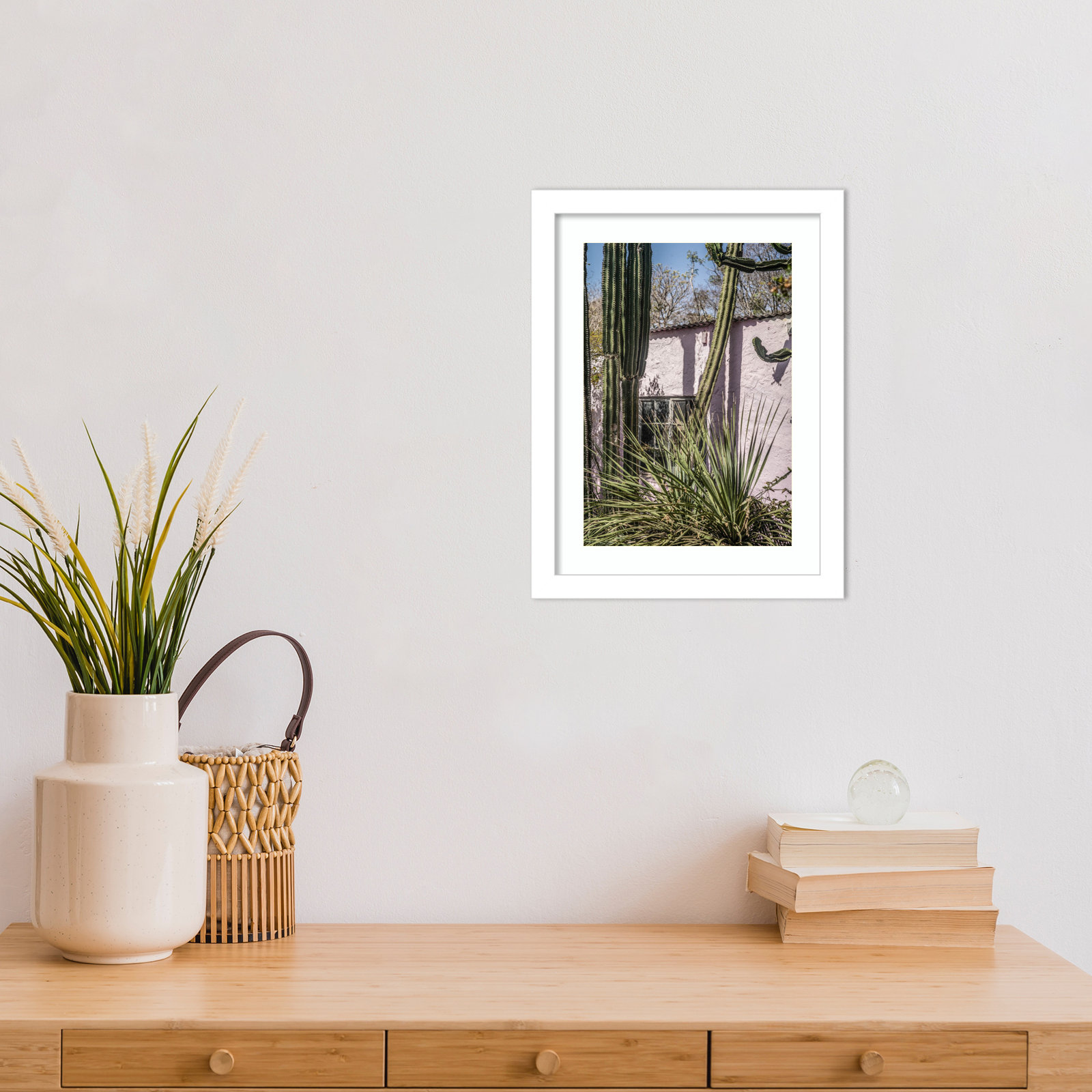 Daisey "Plants on Pink" Print, White, 13" H x 10" W