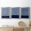 Indigo Tile IV - ensemble de 3 impressions sur toile encadrées-1091234036-1091234037
