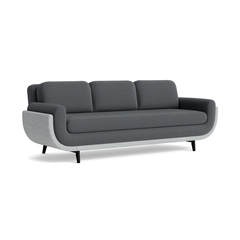 Regatta 90 Sofa, Performance Linen-Charcoal/Textured Weave-Sky Blue, Black