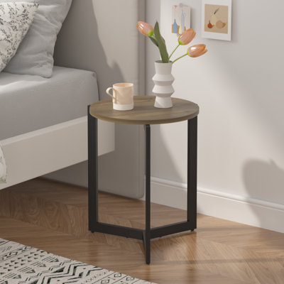 Table d'appoint ronde avec table de chevet robuste et structure en métal pour salon et chambre à coucher