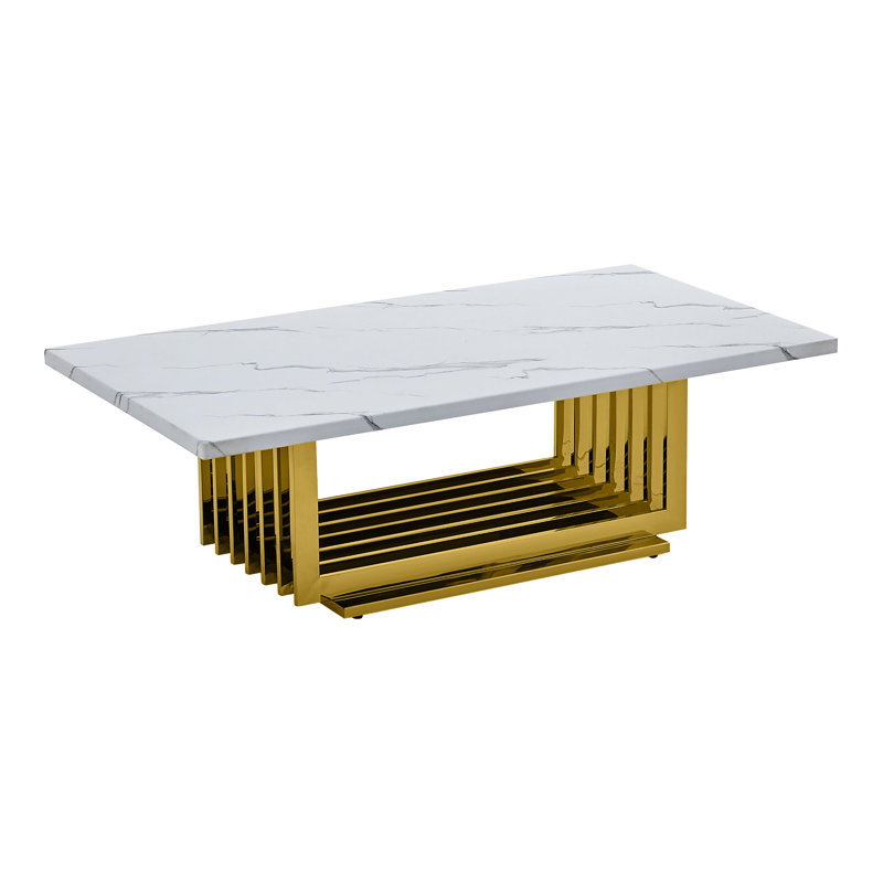 Bristy Marble Top Coffee Table, Gold