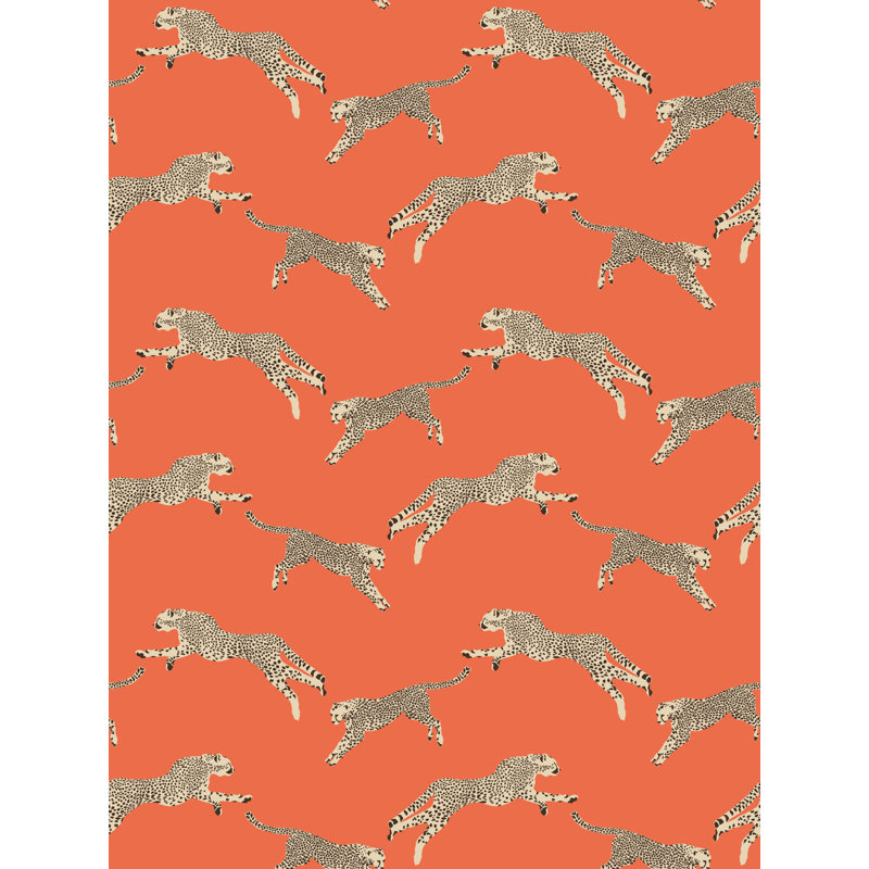 Leaping Cheetah Sahara Wallcovering, Clementine