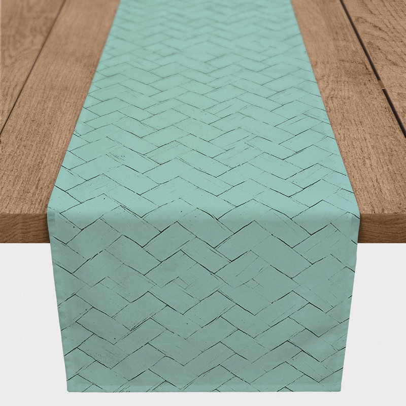 Woven Texture 5 Table Runner, Teal, 90" L