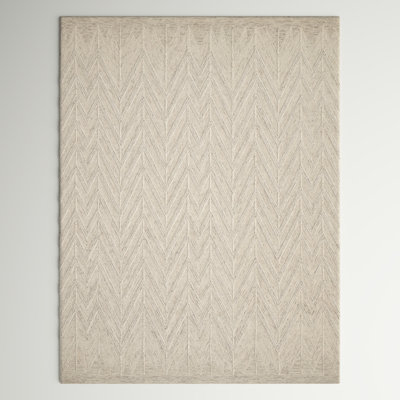 Tapis gris / ivoire en laine touffeté à motif abstrait Zoe