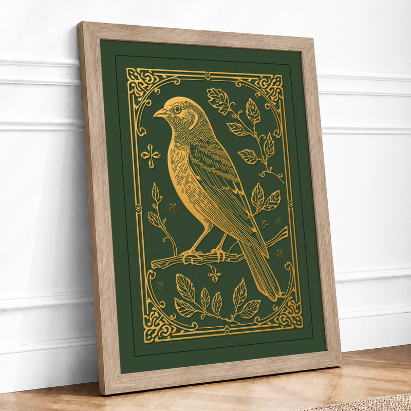 Gilded Bird In Repose Vintage - Print, Oak, A3 - 42.0 x 29.7 cm