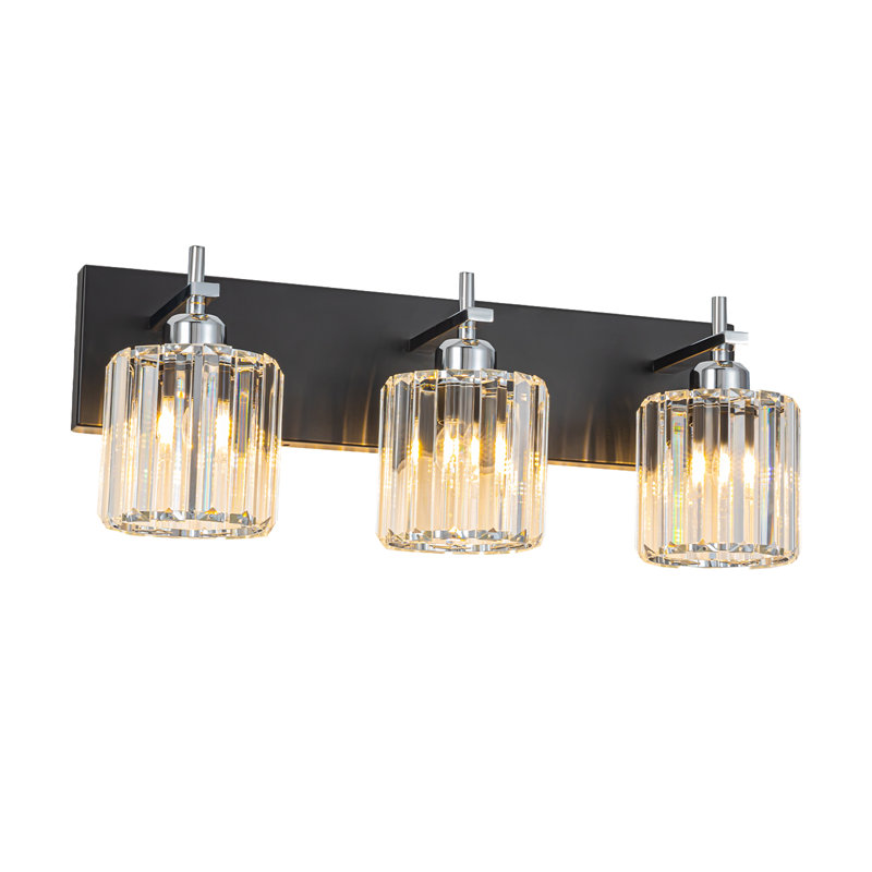 Corless Dimmable Vanity Light, 3, Matte Black/Chrome