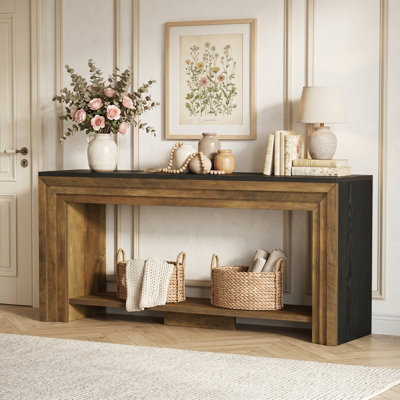 70.9" Farmhouse Console Table with Storage Shelf, Narrow Wooden Entryway Table & Sofa Table Behind Couch for Living Room, Foyer