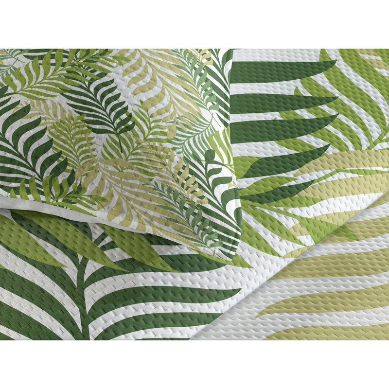 Coastal Polyester Floral Coverlet, King Bedspread + 2 Shams