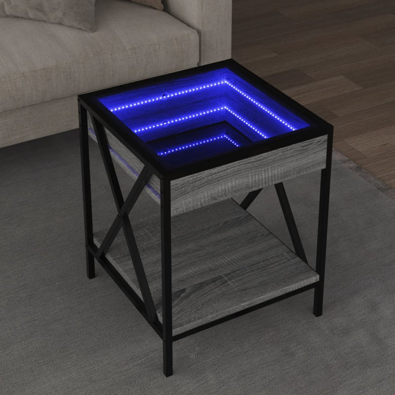 Dalvir Coffee Table with Storage, 49cm H x 40cm L x 40cm W, Black/Grey Sonoma