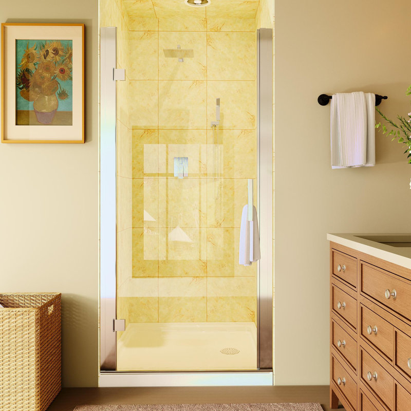 34 to 36 in. W x 72 in. H Pivot Swing Frameless Shower Door in Chrome with Clear Glass