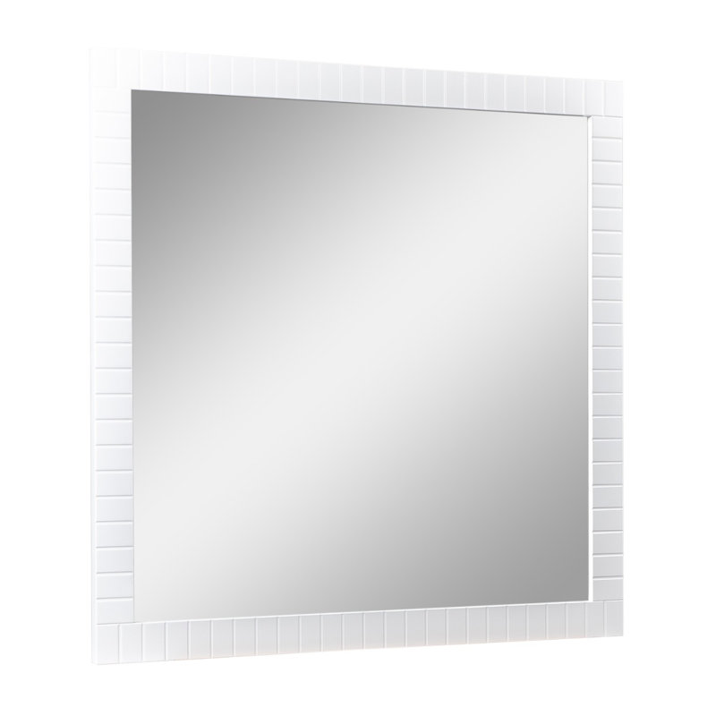 Miroir mural Kamien, 40 po x 40 po, Blanc mat
