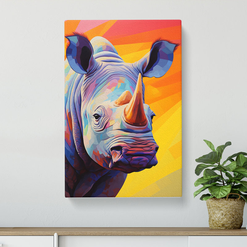 Rhino Colour Field - No Frame Print, 50cm H x 35cm W x 3cm D