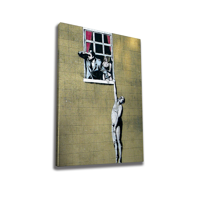 Superbe peinture décorative sur toile Banksy, 19,7 po x 27,6 po | 50% coton / 50% polyester, impression numérique de haute qualité sur toile | Cadre en bois élégant (0,8 x 1,2 pouces) | Parfait pour les amateurs de décoration intérieure et d'art