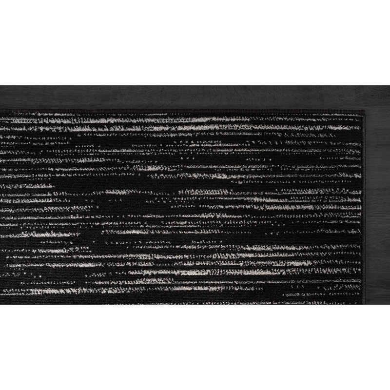 Tapis rayé intérieur / extérieur, Rectangulaire 8 pi x 10 pi, Noir