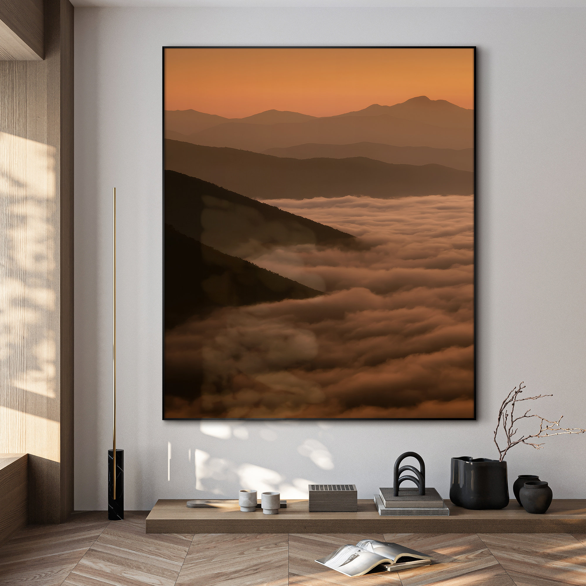 SIGNLEADER Extra Large Golden Sunset Mountain Landscape Wall Art Print ...