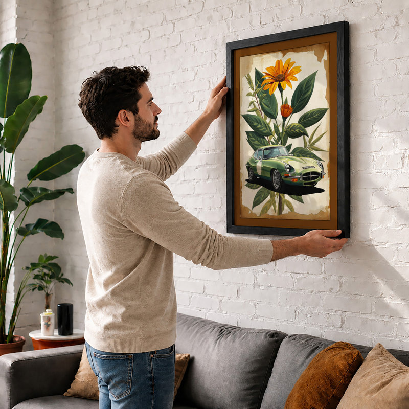 Flower and Machine Eclectic - Framed Print, Walnut, A4 - 29.7 x 21.0 cm