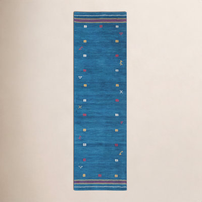 Danette Southwestern Wool Blue Area Rug