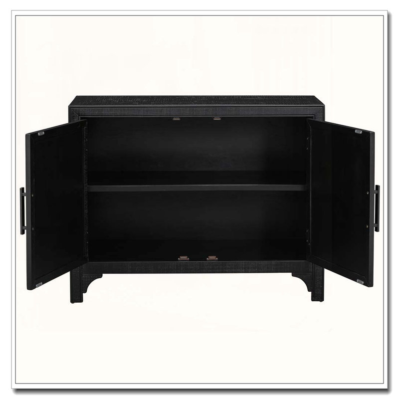 40" Modern Accent Cabinet with Unique Design Doors & Adjustable Shelf, Black