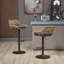 Lot de 2 chaises de bar recouvertes de lin bleu, réglables avec repose-pieds, pour cuisine et salle à manger. Hauteur réglable.