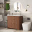 Ensemble de meuble-lavabo pour salle de bain 36 po avec lavabo en céramique, meuble-lavabo autoportant avec 2 tiroirs et 1 tiroir rabattable, ensemble de rangement cannelé pour salle de bain, noyer-125499285-125499280