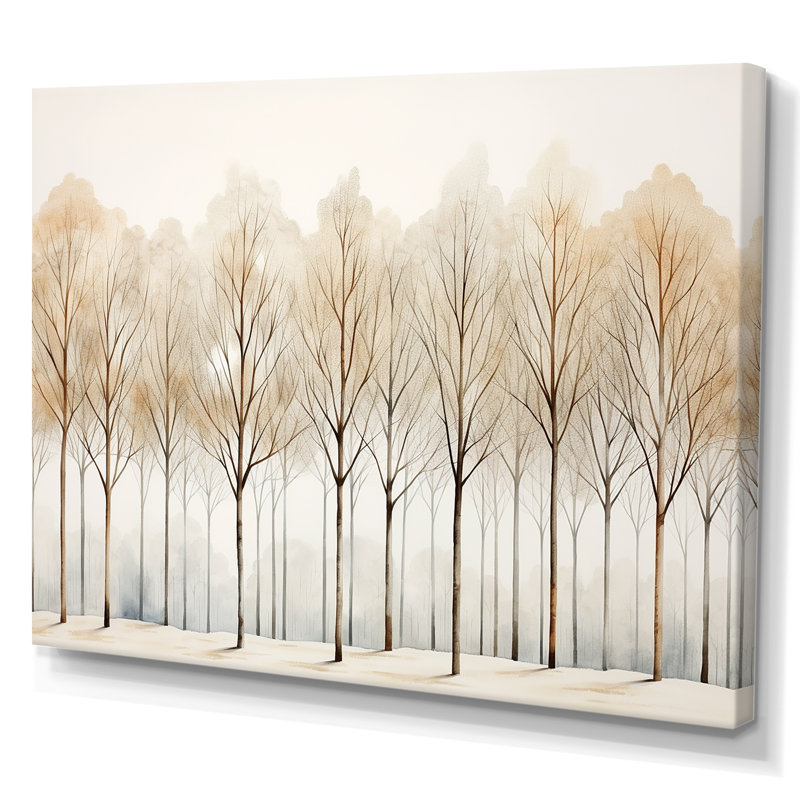 Forêt, arbres, minimalisme, art mural, H 30 po x l 40 po x P 1,5 po, Toile tendue