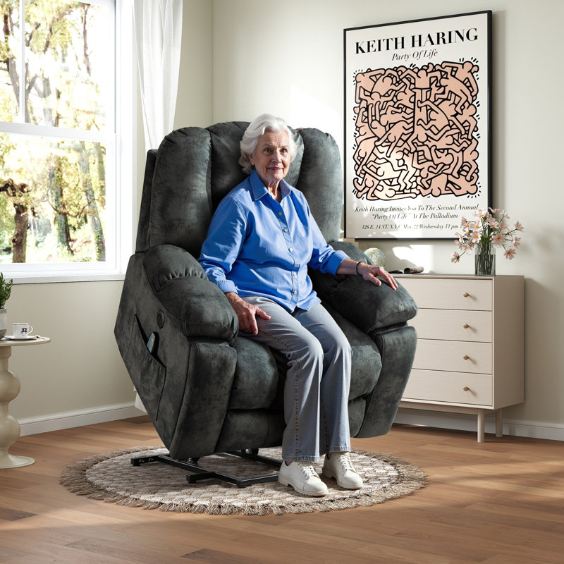 Fauteuil inclinable électrique de massage surdimensionné de 41 po avec coussin chauffant ultra doux et ensemble de 2