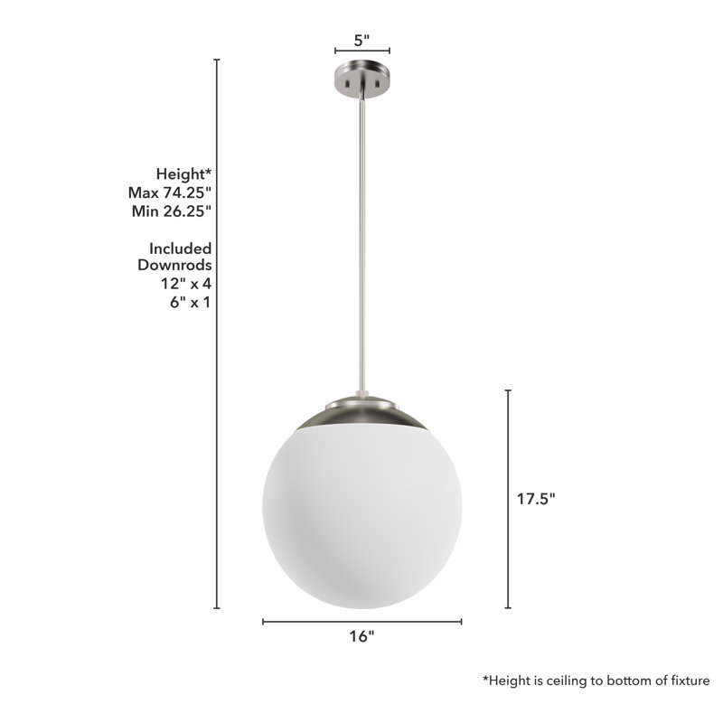 Hepburn 16" Brushed Nickel Globe Pendant with Cased White Glass