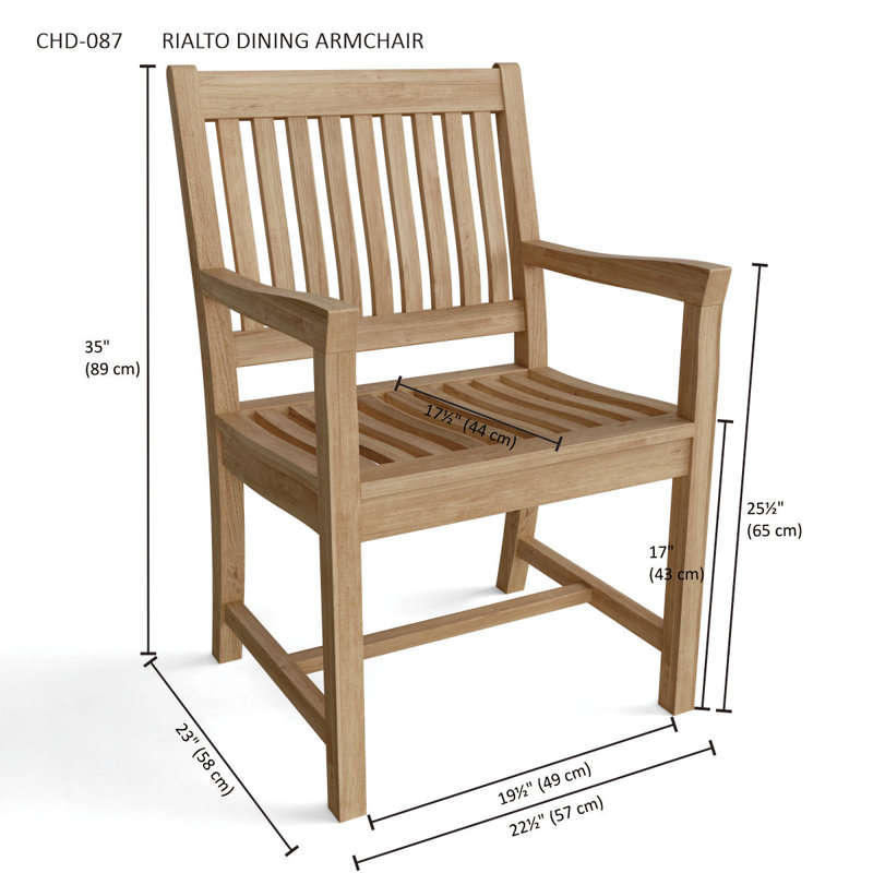 Rialto Outdoor Teak Dining Armchair