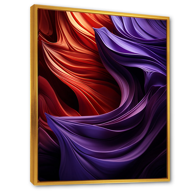 Mauve majestueux abstrait vagues I - abstrait spirales murales_106109, H 20 po x l 12 po x P 1 po, Cadre flottant doré