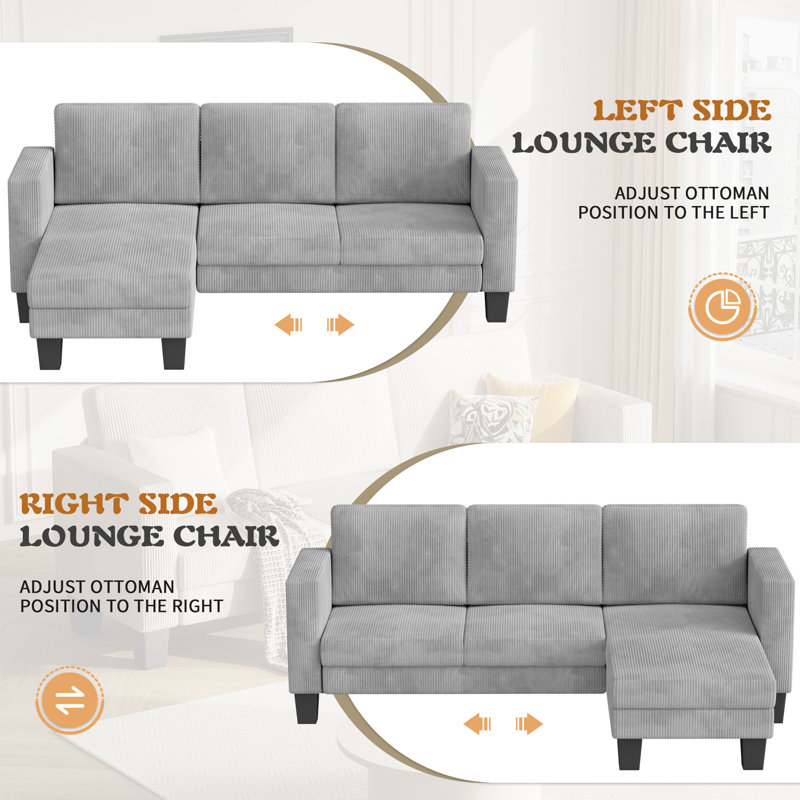 Upholstered Sectional, Gray