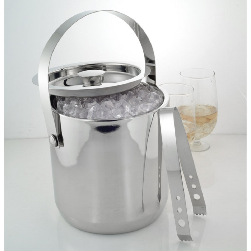 Seau à glace Hein, H 7,28 po x l 7,08 po x P 7,08 po, Argent