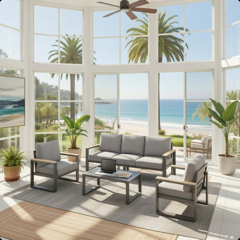Ensemble de conversation ultime en aluminium toutes saisons, Gris