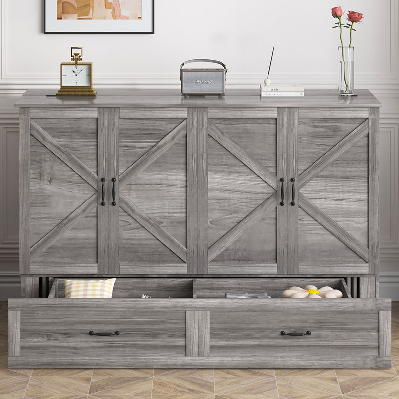 Lit escamotable Mjkone, gris