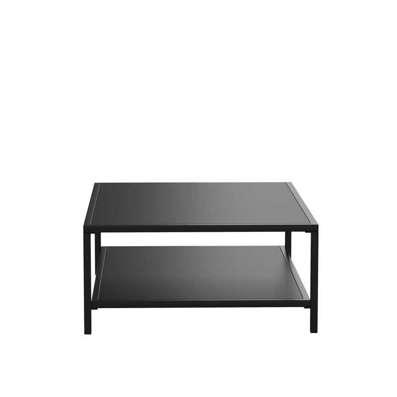 Black Steel Rectangular 2-Tier Outdoor Coffee Table