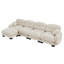 Canapé modulaire confortable à 4 places en tissu de chenille plissé avec siège ergonomique en mousse haute densité, canapé modulaire en forme de L avec repose-pieds, accoudoirs arrondis arrondis et 2 coussins décoratifs ronds, beige-679881102