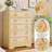 46.1" Tall 5 Drawer Wood Dresser with Decorative Fronts & Crystal Knobs, Narrow Storage Chest-404316067