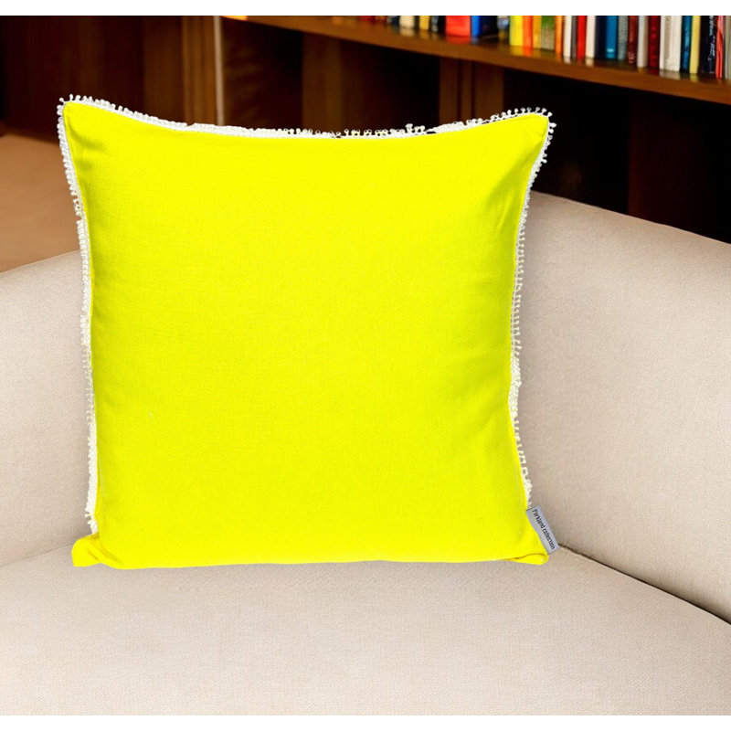20" Yellow Cotton Throw Pillow