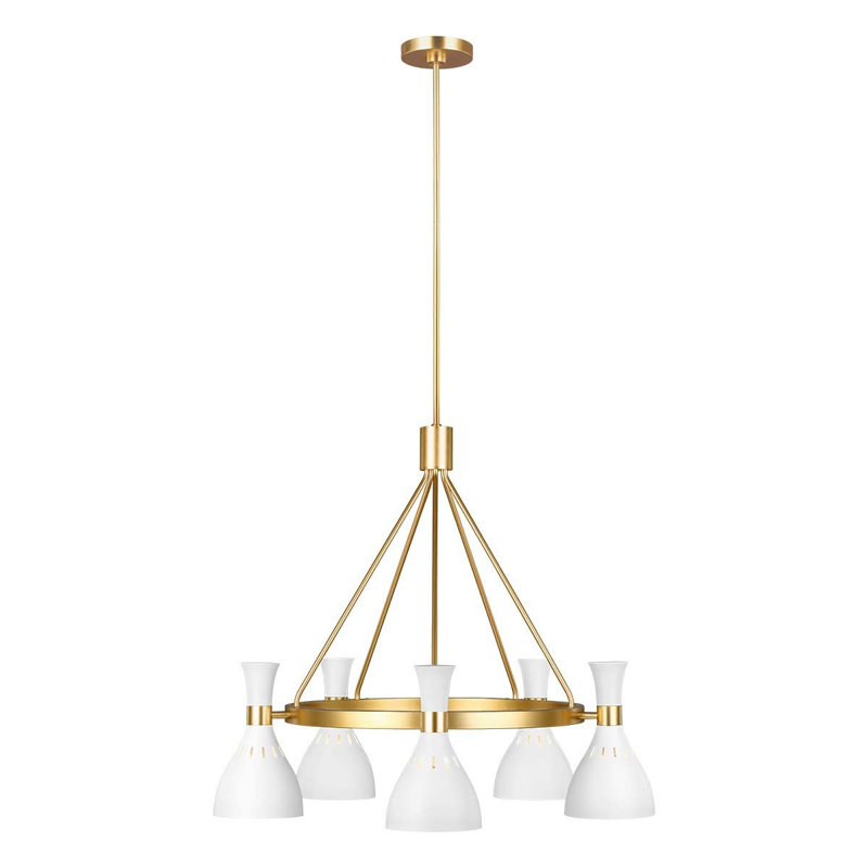 Zahir 5 - Light Waggon Wheel Chandelier, Matte White