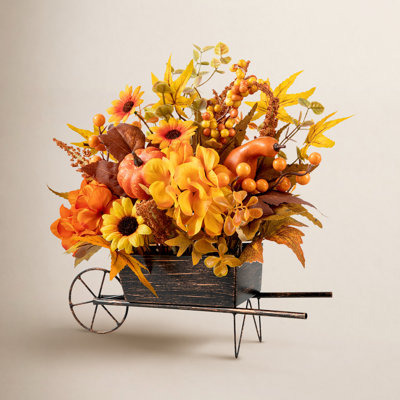 Fall Floral Cart Holiday Accent
