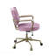 Chaise de bureau rose en cuir fleur-2080391601