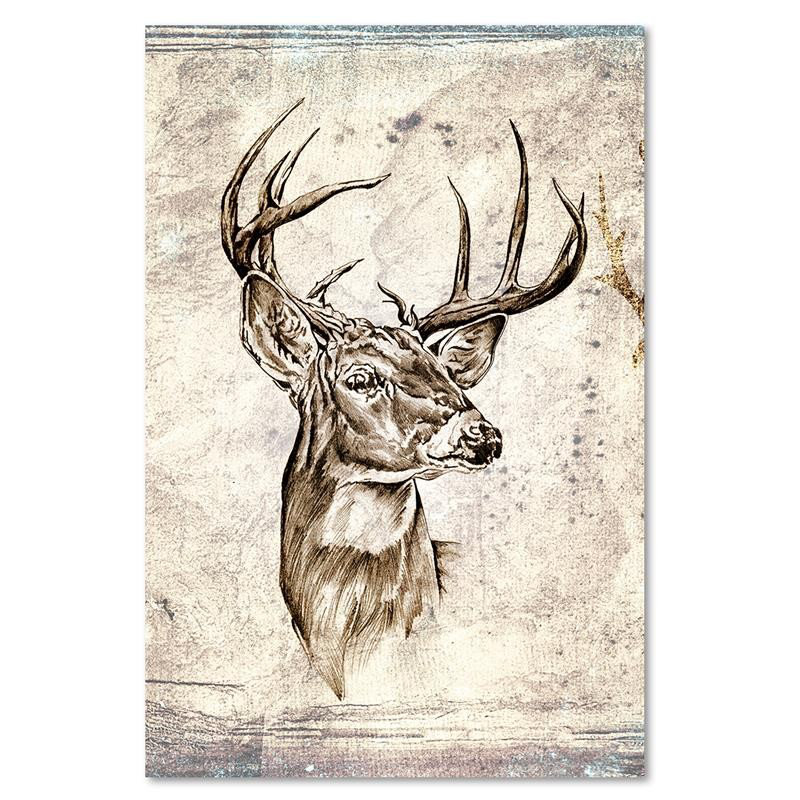 Leinwandbild Deer Beige Vintage